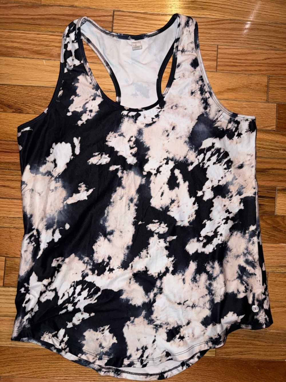 Balance Collection Black and Cream Tie-Dye Racerback Tank-Size XL